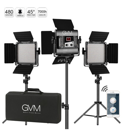 Paket Studio GVM 560AS Bi-Color 3 LED Panel Kit